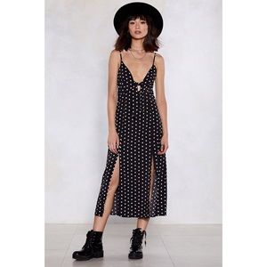Nasty Gal Slit Happens Polka Dot Dress